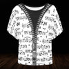 Music Notes White Batwing T-Shirt