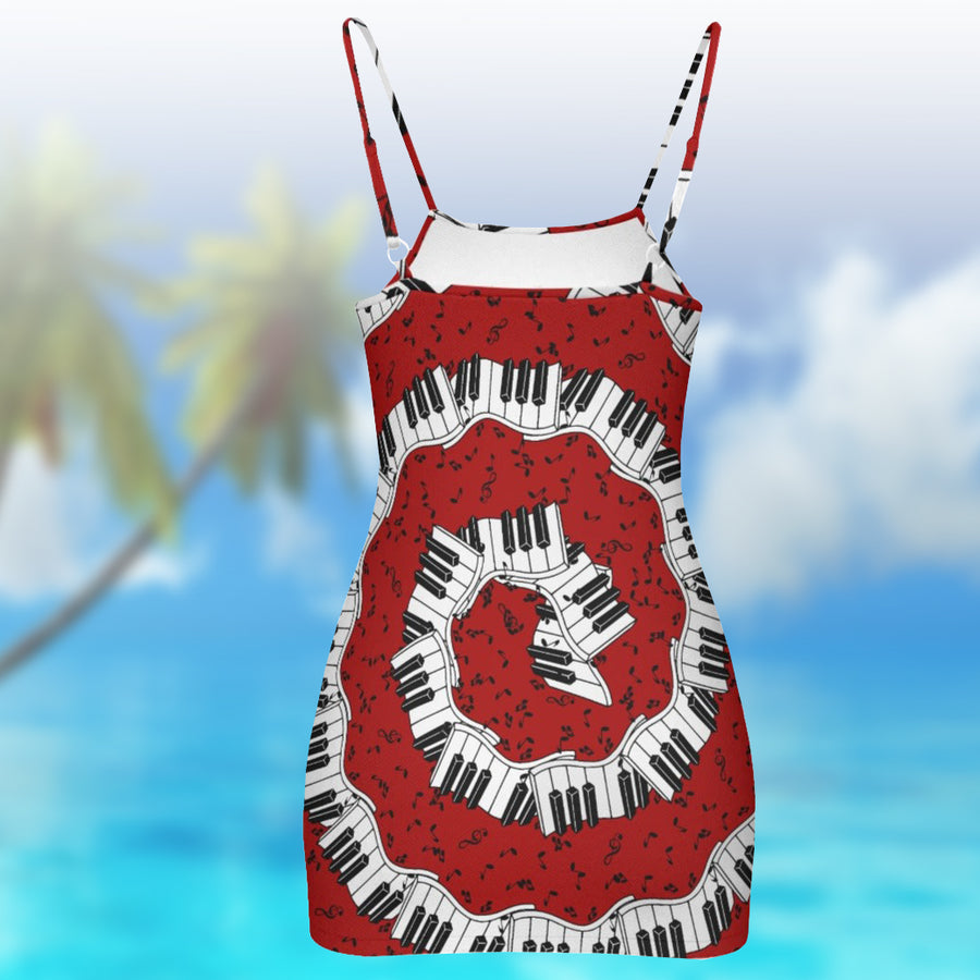 Piano Music Red Cami Dress