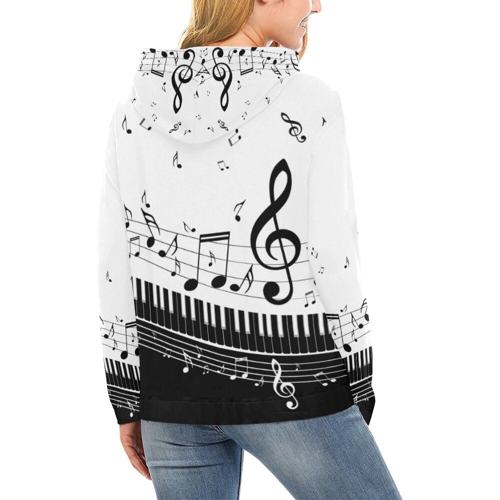 Piano Key and Music Notes Hoodie