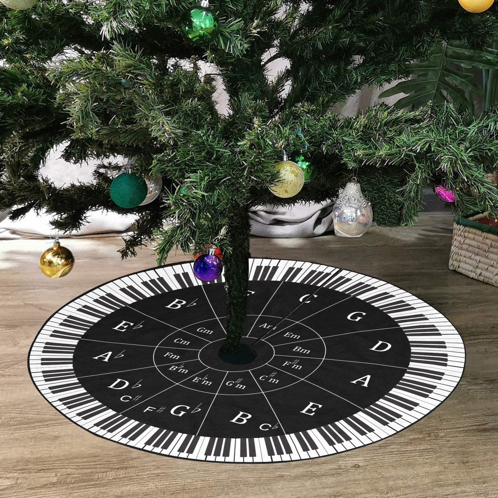 Piano Keys Circle Christmas Tree Skirt