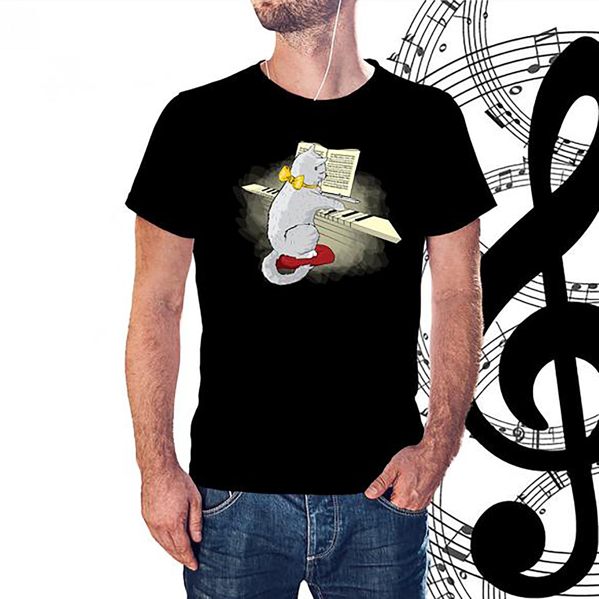 Musical Cat Piano Key Music Teacher Musician Gift T-shirt