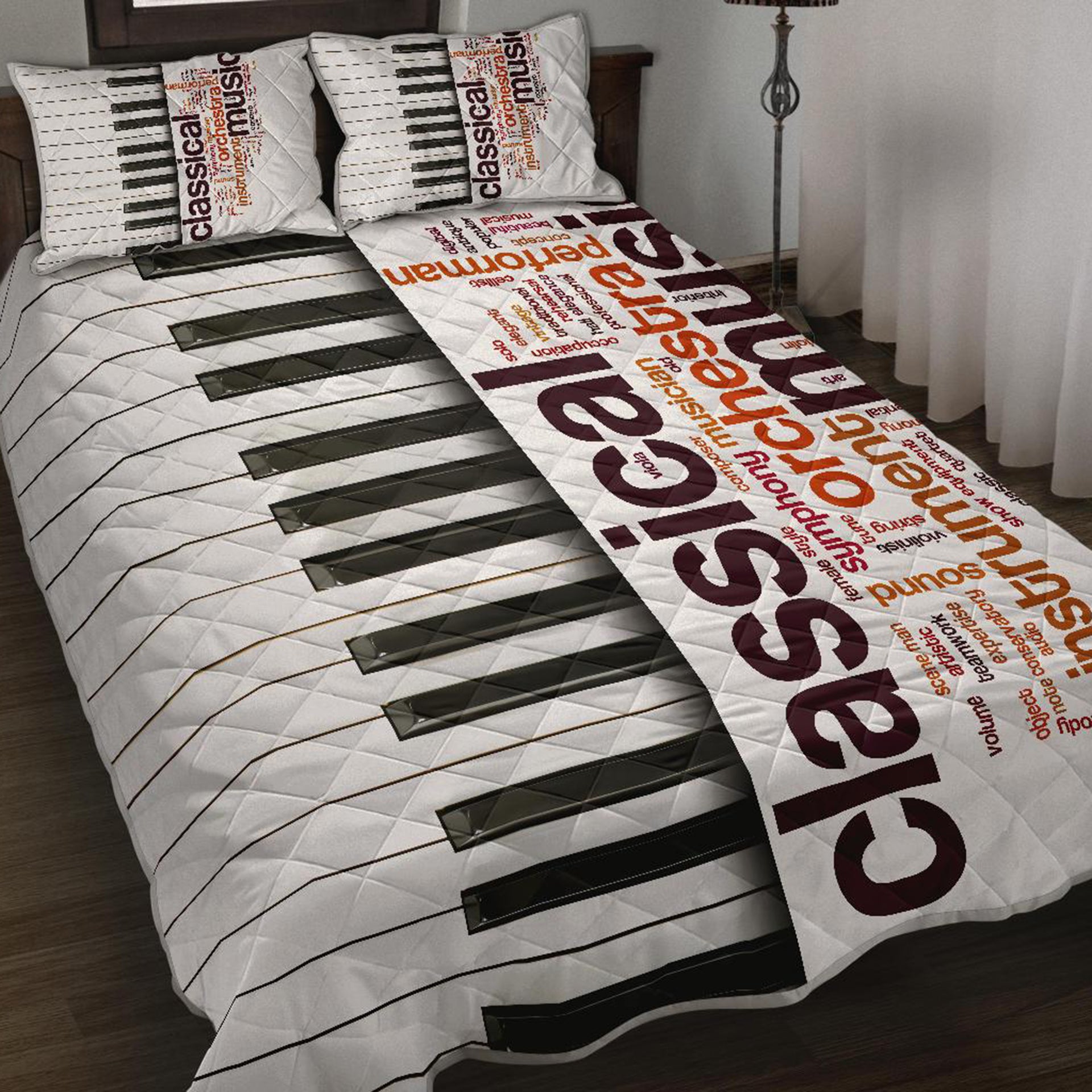 Piano And Music Quilt Bed Set