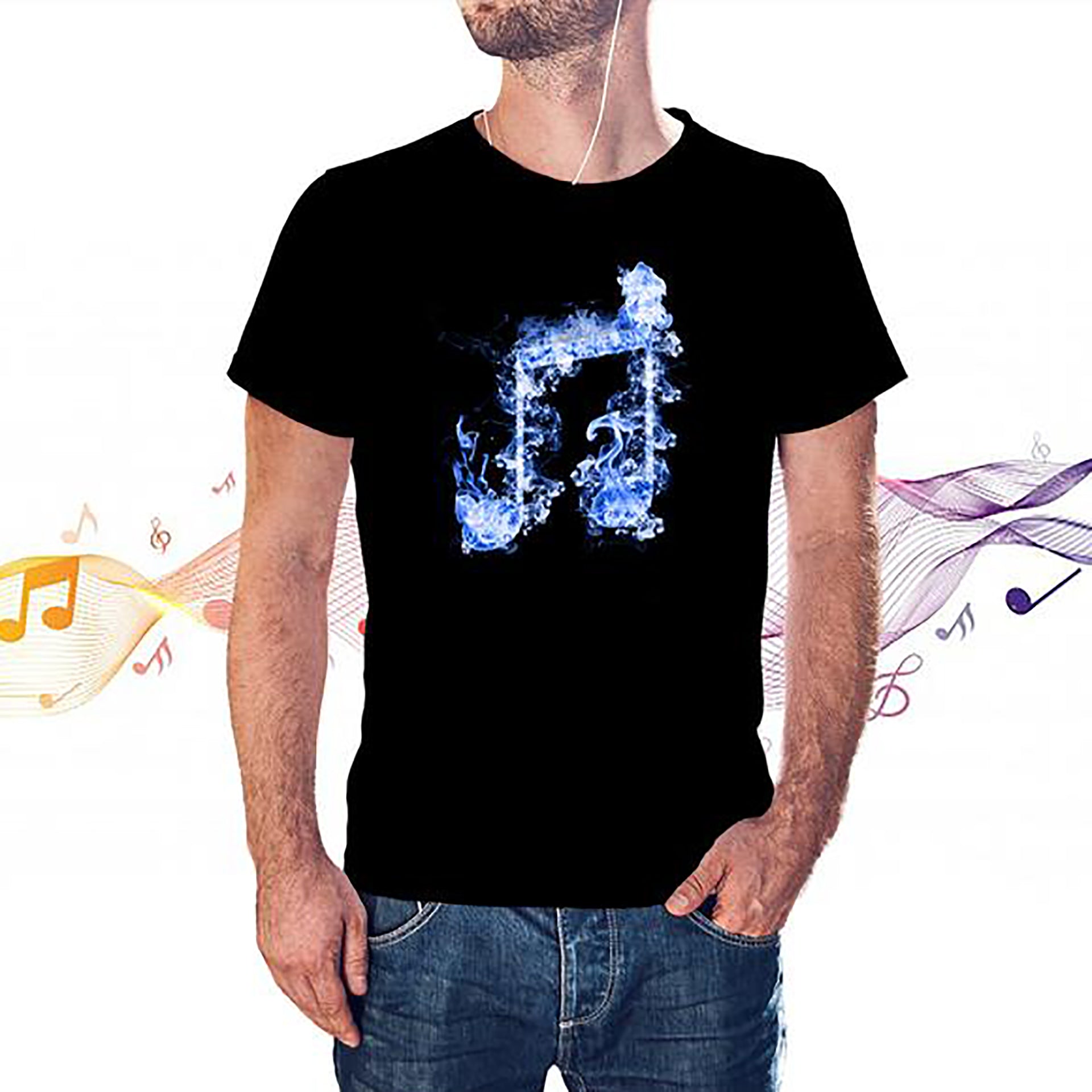 Blue Fire Two Eighth Note T-shirt - Artistic Pod Review