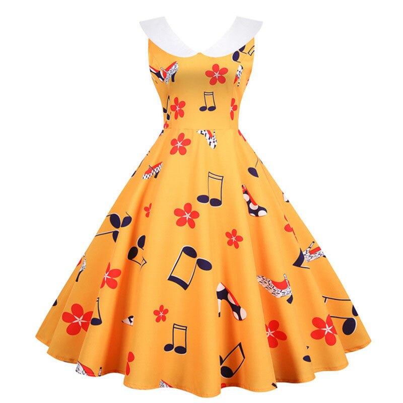 White Collar Music Notes Dress
