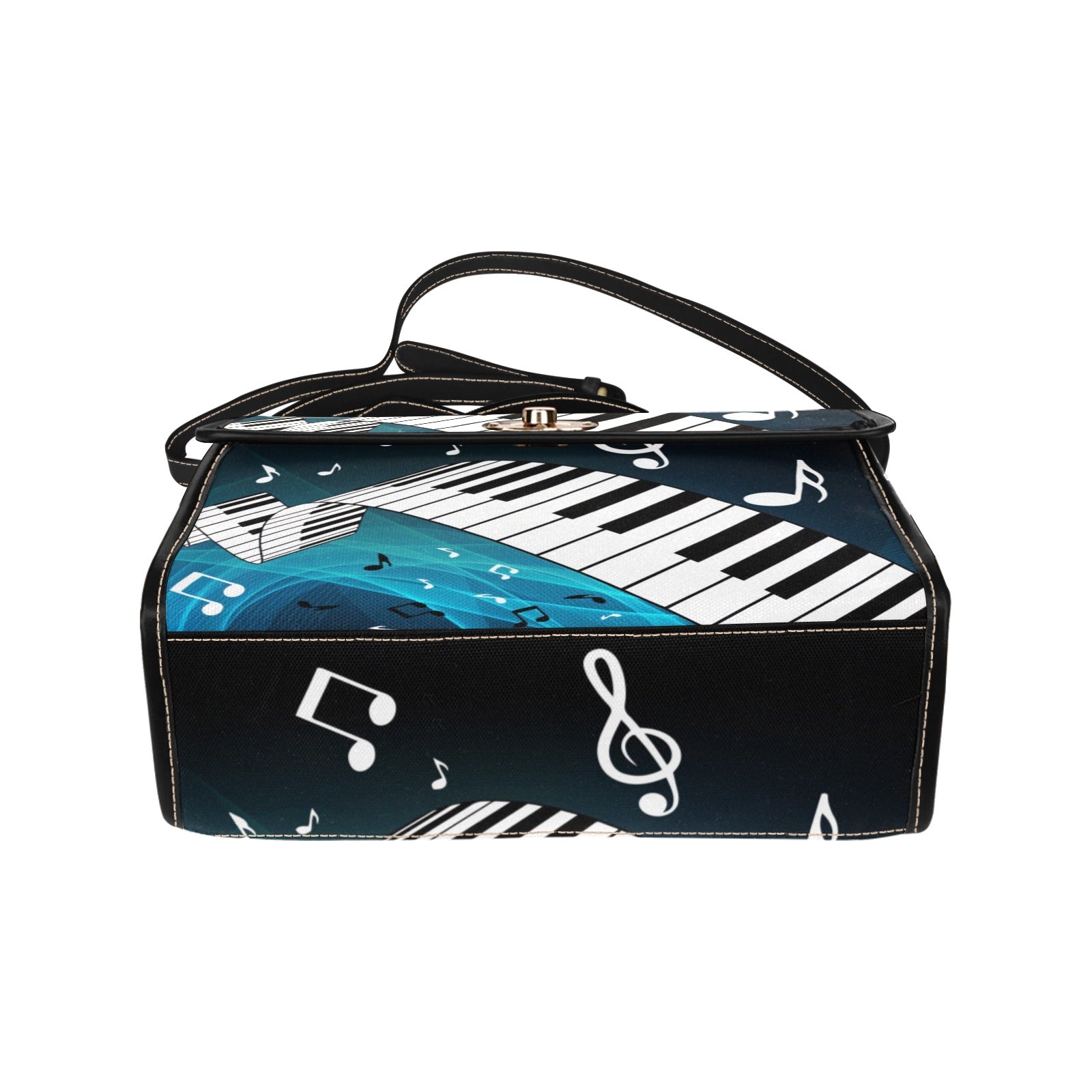 Blue Piano Print Canvas Bag