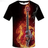 Fire Flame Guitar T-shirt - Fire Guitar / S - { shop_name }} - Review