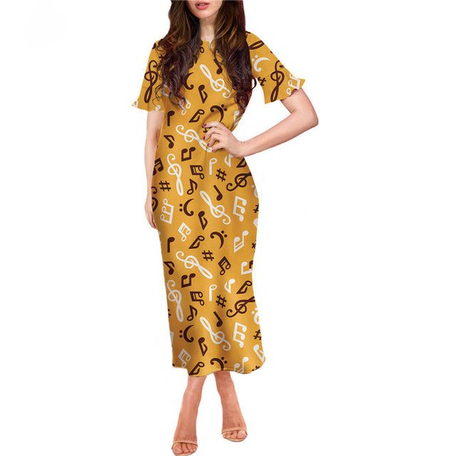 Ruffle Sleeve Music Midi Dress