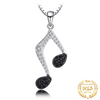 Silver/Black Music Notes Necklace