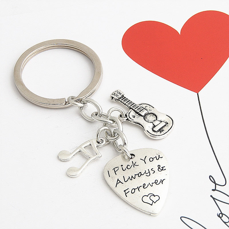 Music Note Guitar Love Key Chains