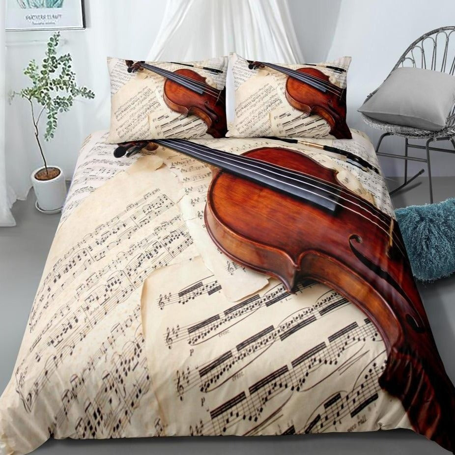 Violin On Sheet Music Bedding Set