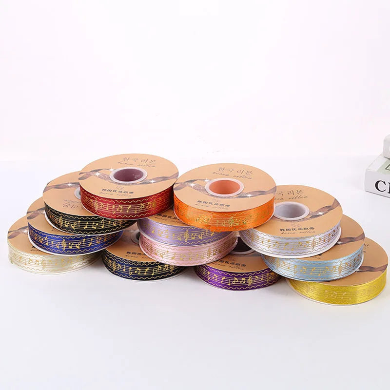 DIY Gold Metallic Music Satin Ribbons
