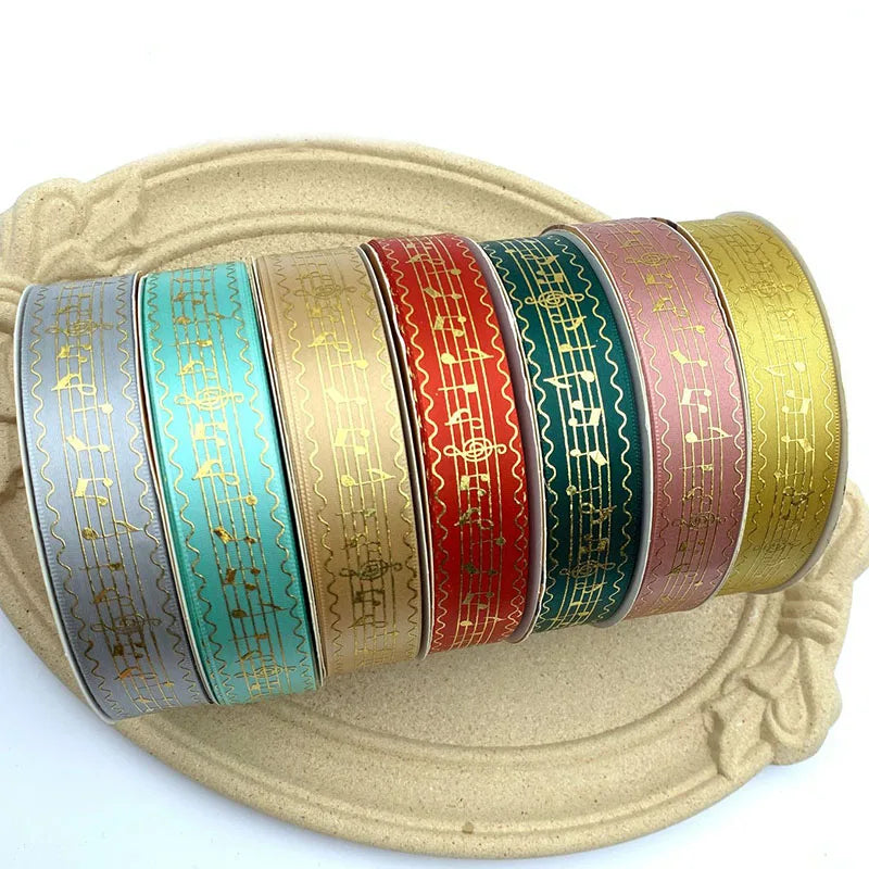 DIY Gold Metallic Music Satin Ribbons