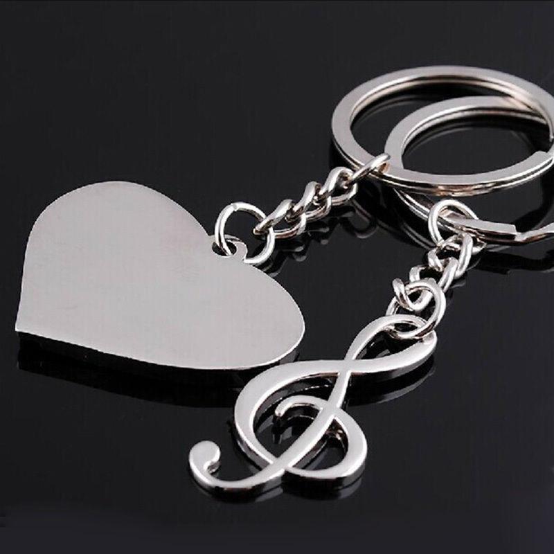 Treble Clef Note & Heart Keychain