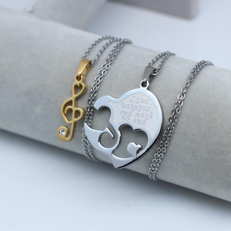 Treble Clef Music Couple Necklace