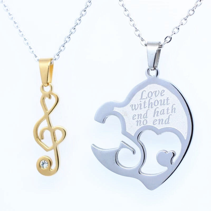 Treble Clef Music Couple Necklace