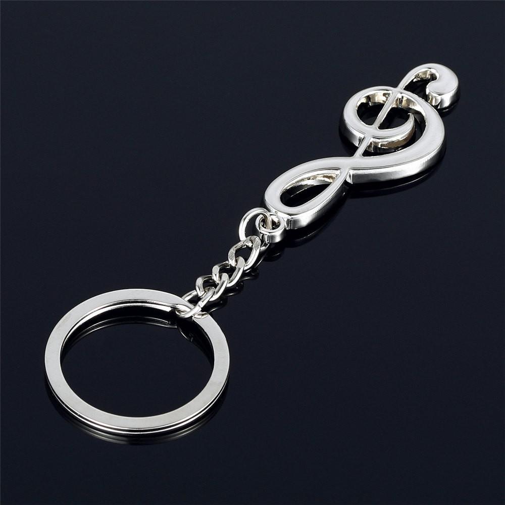 New Key Chain Ring Silver Plated Musical Note