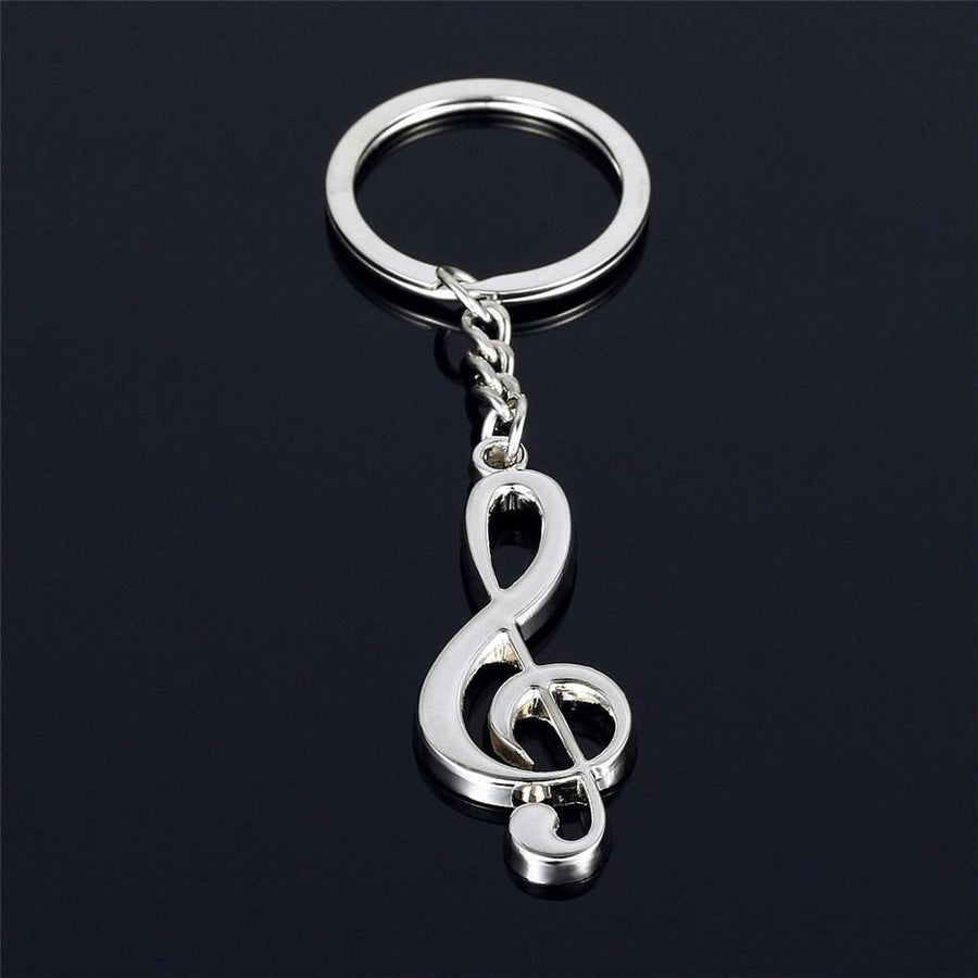 New Key Chain Ring Silver Plated Musical Note