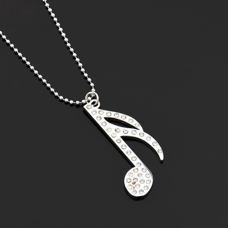 Silver/black Tone Music Notes Crystal Pendant