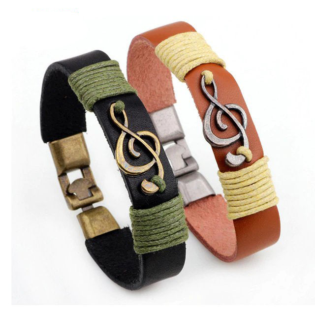 FREE - Treble Clef Leather Bracelet
