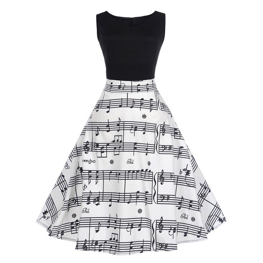 Retro Music Note Casual Dress