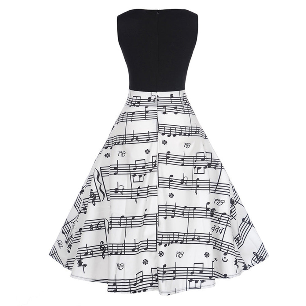Retro Music Note Casual Dress