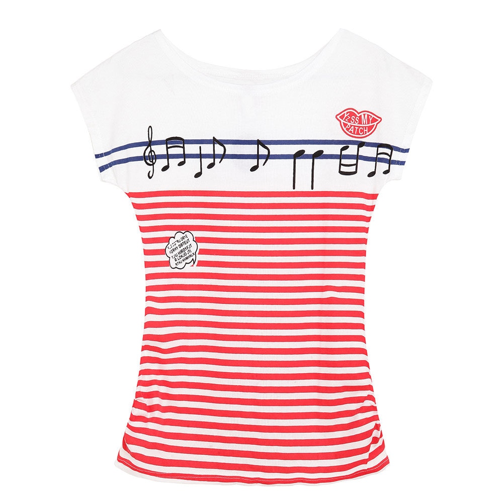 Cotton Music Note O-neck T-shirt