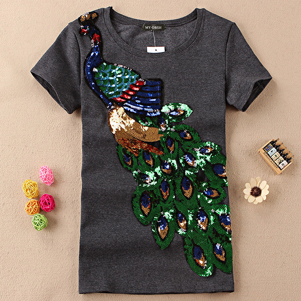 Peacock Sequins T-Shirt