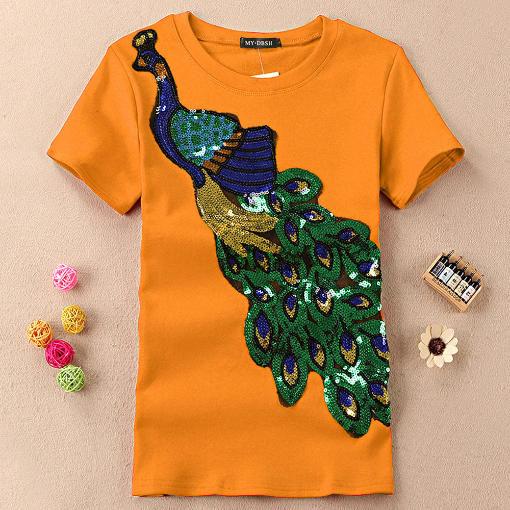 Peacock Sequins T-Shirt