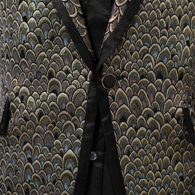 Glossy Scale Embroidered Suit