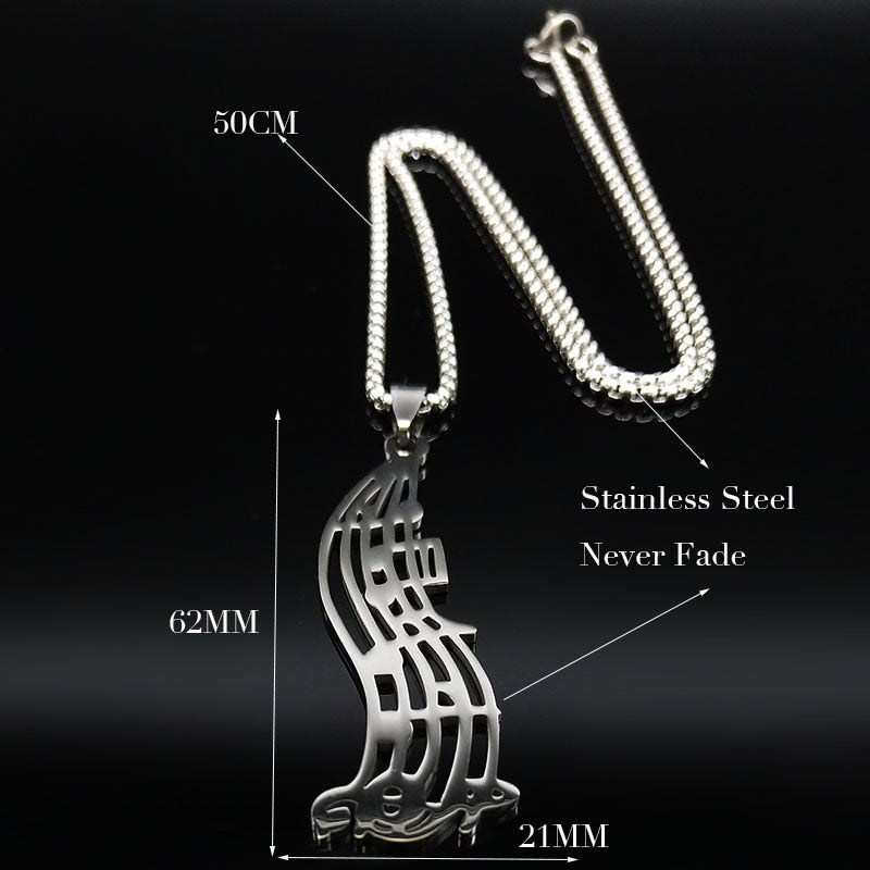 Silver Music Notes Pendant Necklace