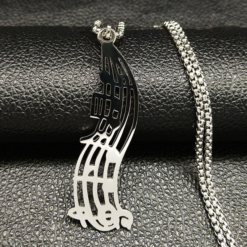 Silver Music Notes Pendant Necklace