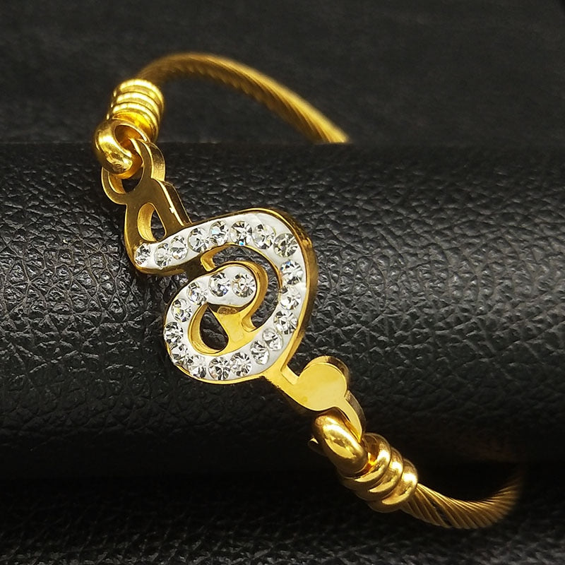 Gold Music Note Cuff Bracelet