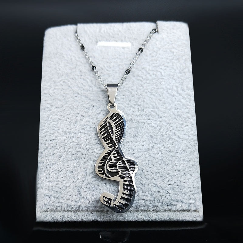 Piano Keys Treble Clef Necklace
