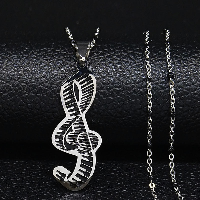 Piano Keys Treble Clef Necklace