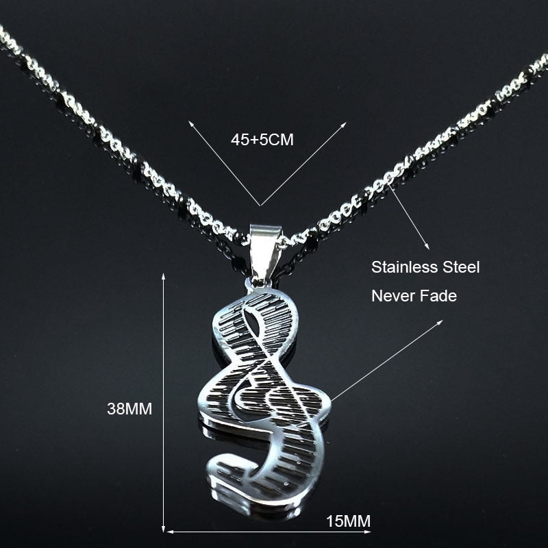 Piano Keys Treble Clef Necklace