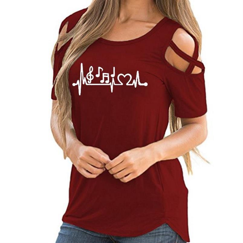Heartbeat Music Note Off Shoulder Top