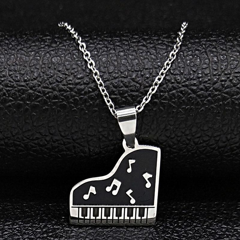Free - Black Piano Music Notes Necklace
