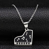 Black Piano Music Notes Necklace