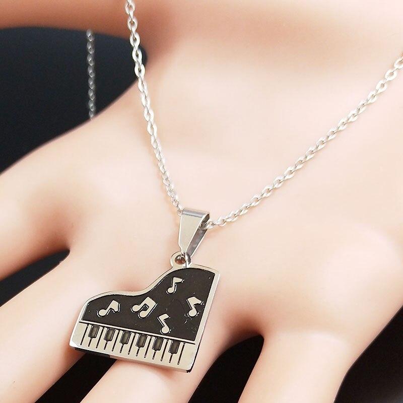 Free - Black Piano Music Notes Necklace
