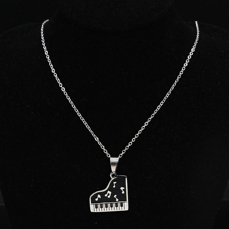 Free - Black Piano Music Notes Necklace