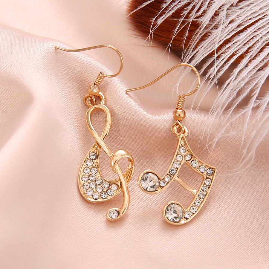 Crystal Music Notes Dangle Earrings