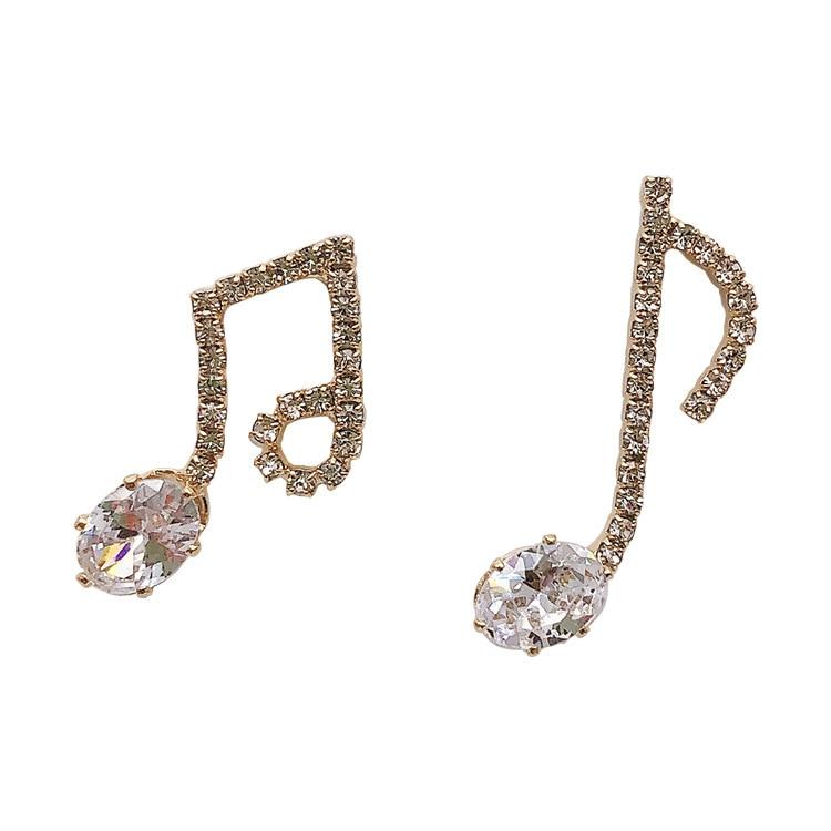 Free - Crystal Asymmetric Music Notes Earrings