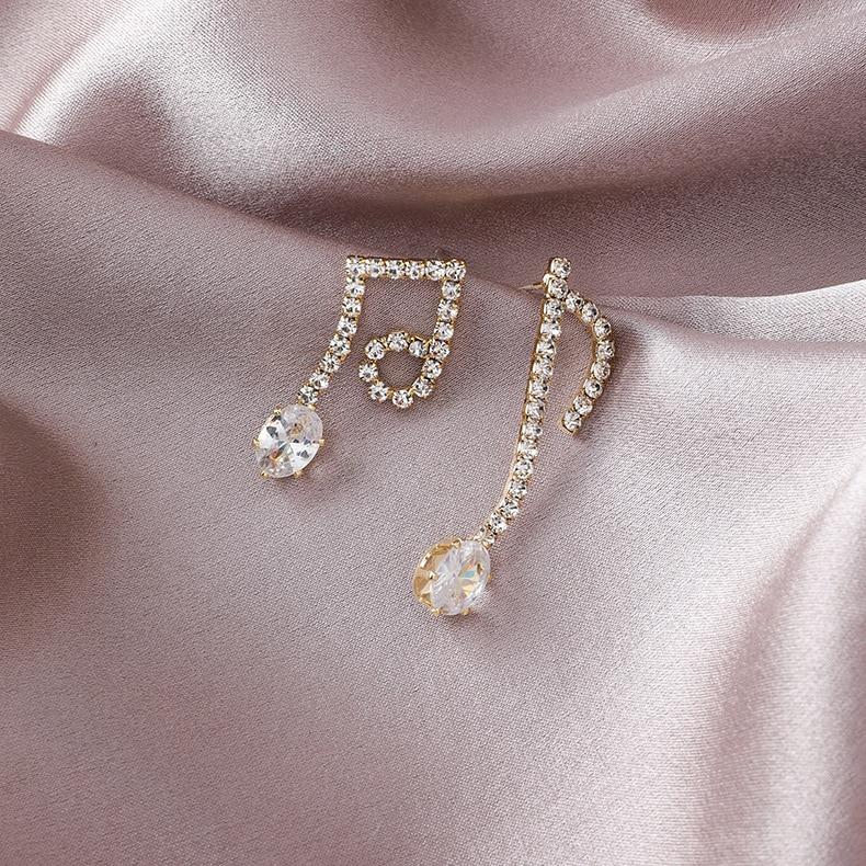 Free - Crystal Asymmetric Music Notes Earrings