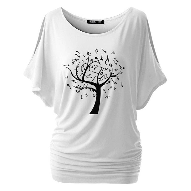 Tree Of Life Music Notes Cold Shoulder T-shirt