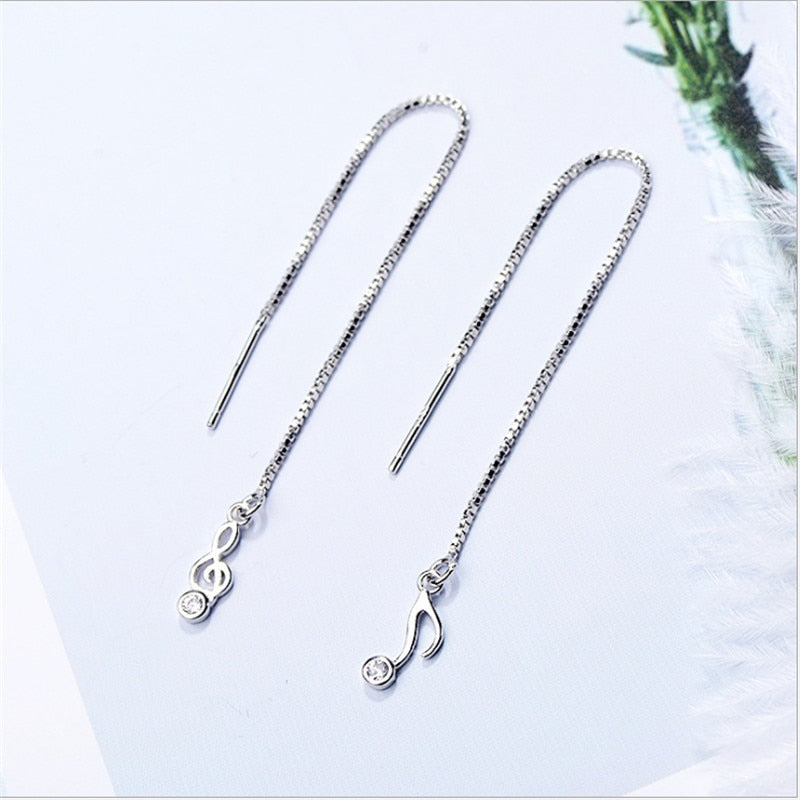 Music Note Charm Drop Earrings