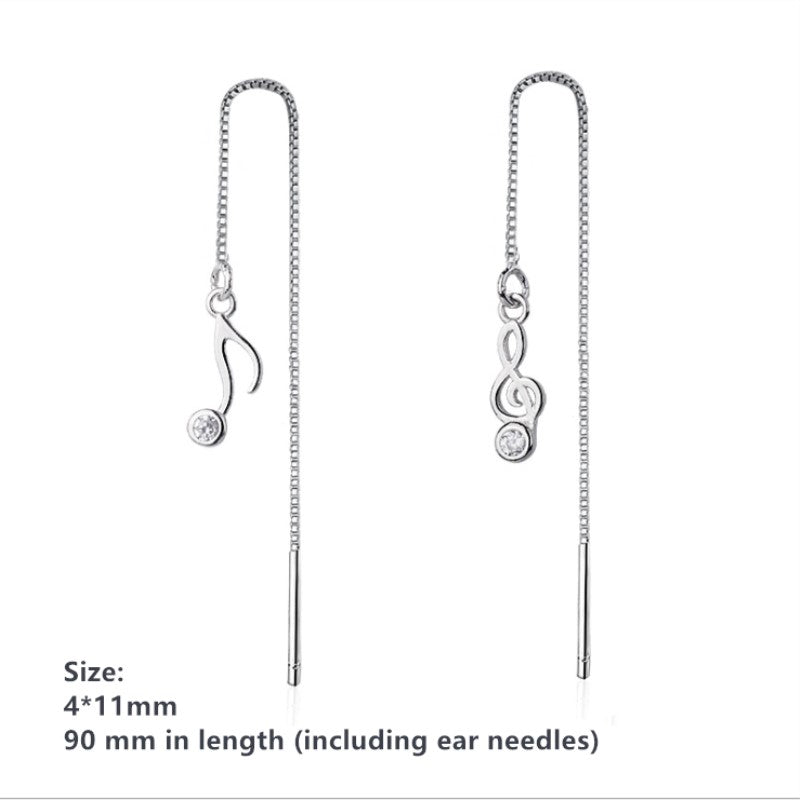 Music Note Charm Drop Earrings