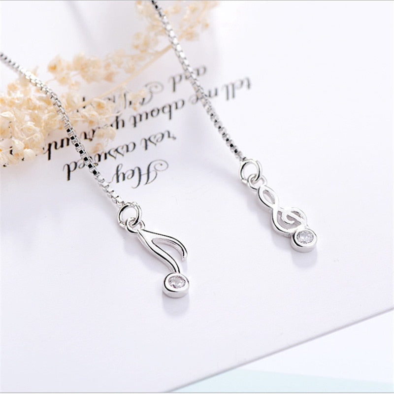 Music Note Charm Drop Earrings
