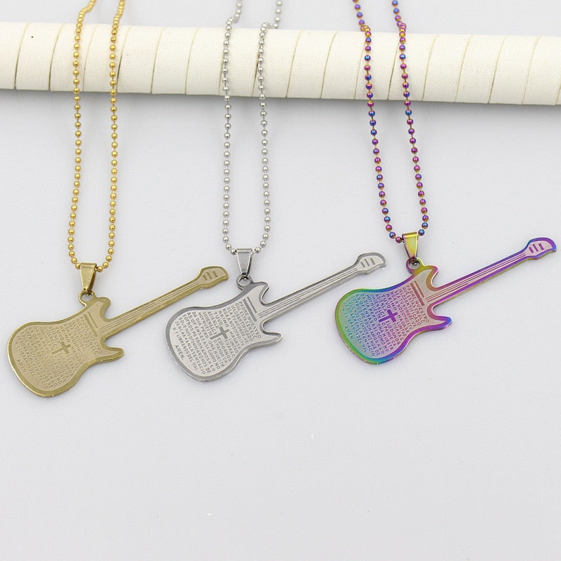 Letters on Guitar Pendant Necklace