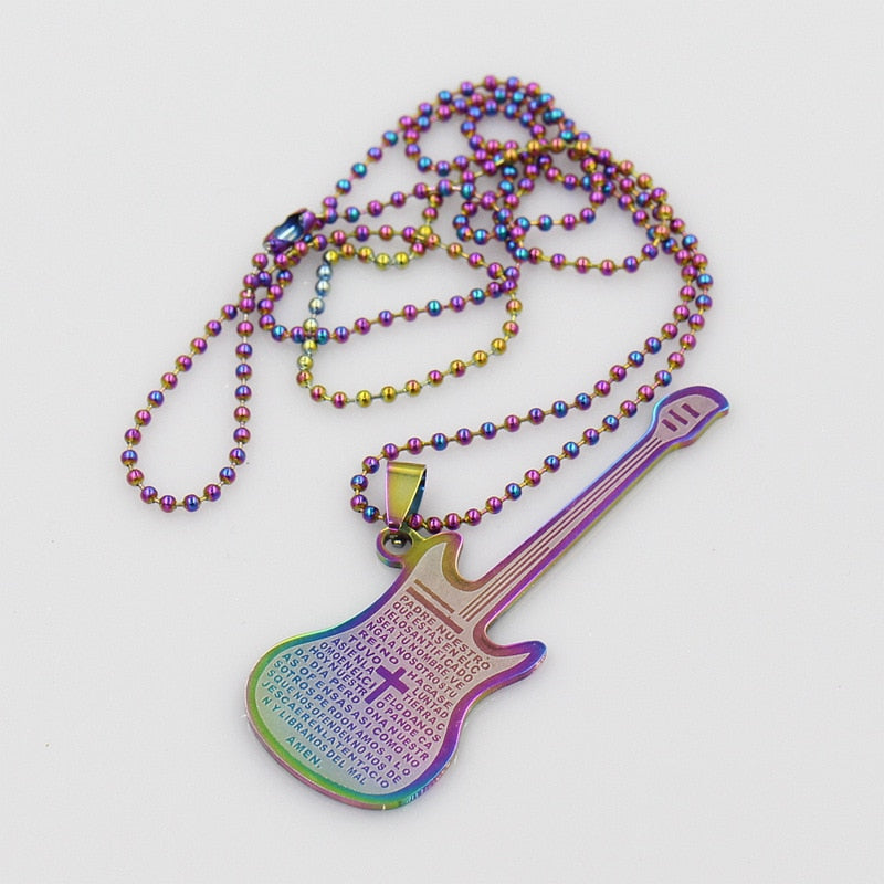 Letters on Guitar Pendant Necklace