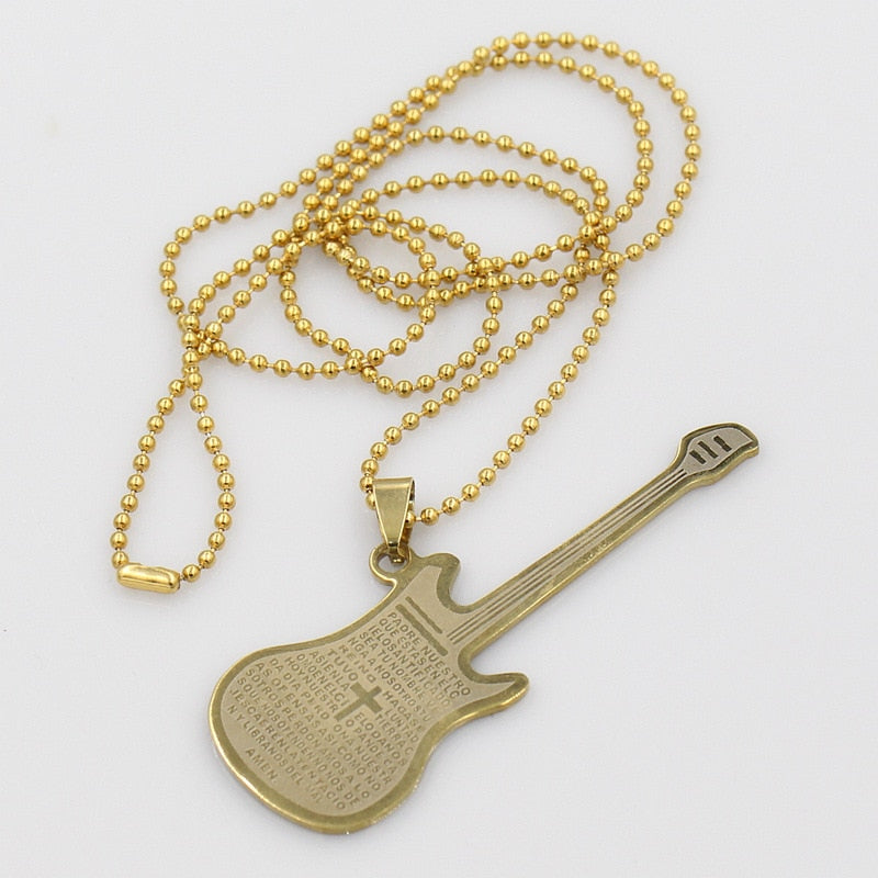 Letters on Guitar Pendant Necklace